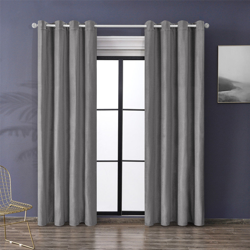 Paire de rideaux occultant avec œillets Ike, L 52 po x L 108 po, Gris