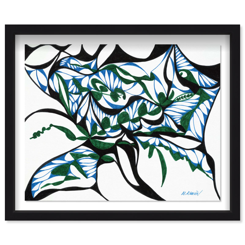 Manuel Roman - Swirling Ferns Print by Oliver Gal, 25.5"H x 31.5"W, Black Shadowbox