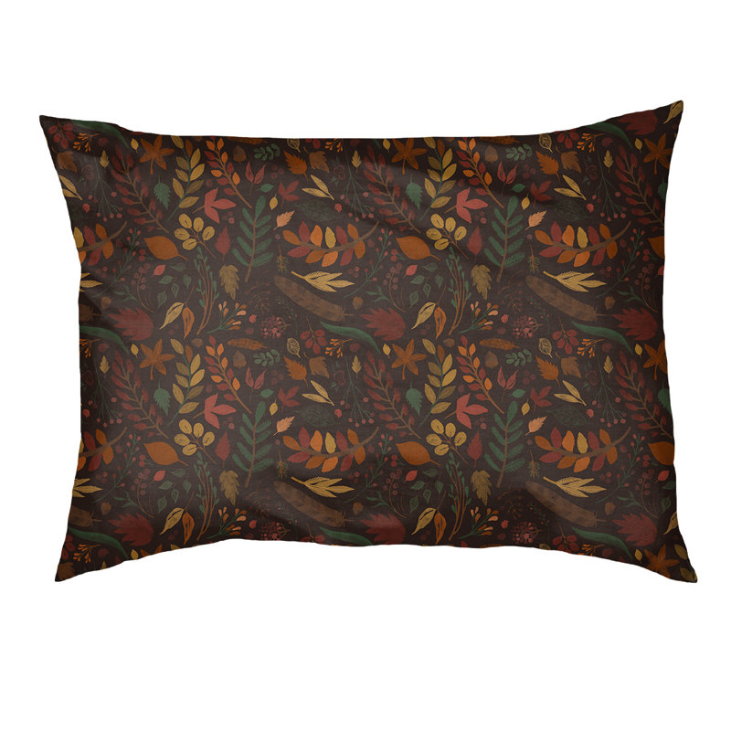 Oreiller d’automne à motif de feuillage d’automne, l 28 po x P 18 po x H 6 po, Marron / Jaune