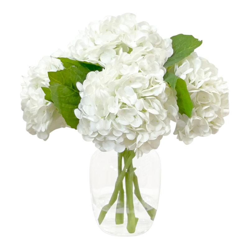 Hydrangea Centerpiece In Vase, White