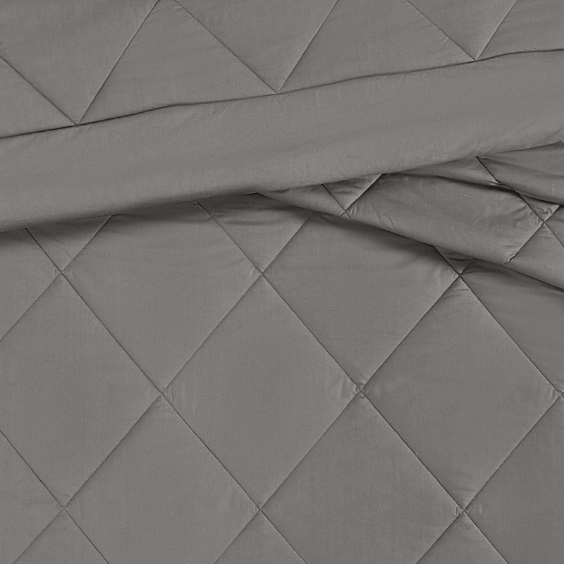 Ensemble d'édredon en coton, Édredon pour lit simple TG + 1 taie décorative, Gris