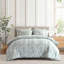Ensemble de couette rayée 7 pièces en microfibre verte toutes saisons, format Queen-135106068-135106064