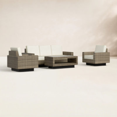 Ravinia 4-Piece Wicker Outdoor Seating Group with Swivel Chairs and Sunbrella Cushions