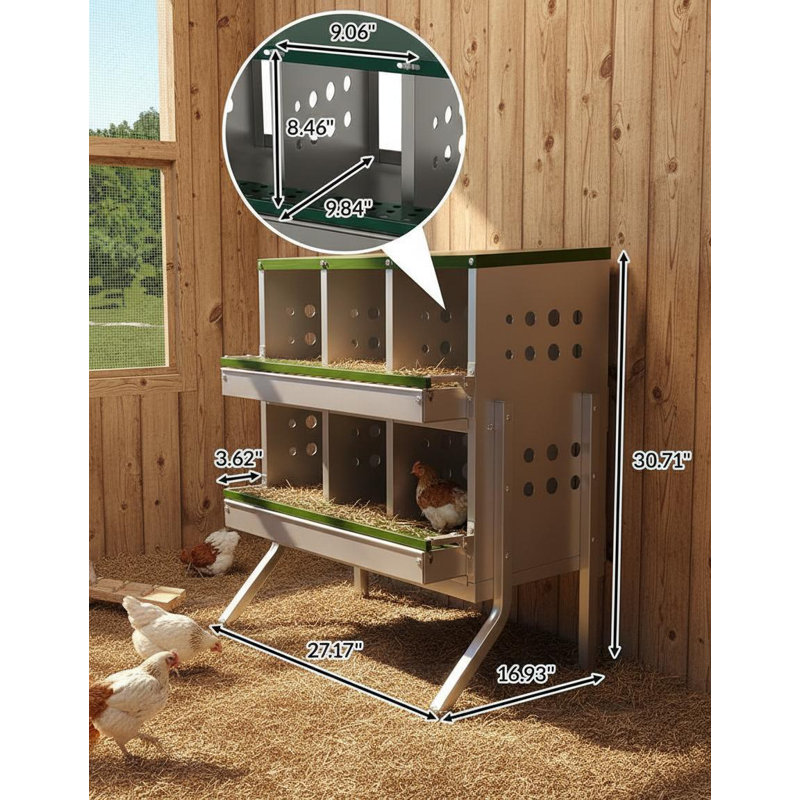 Boîtes gigognes à poulet, avec 6 compartiments, Gris/vert