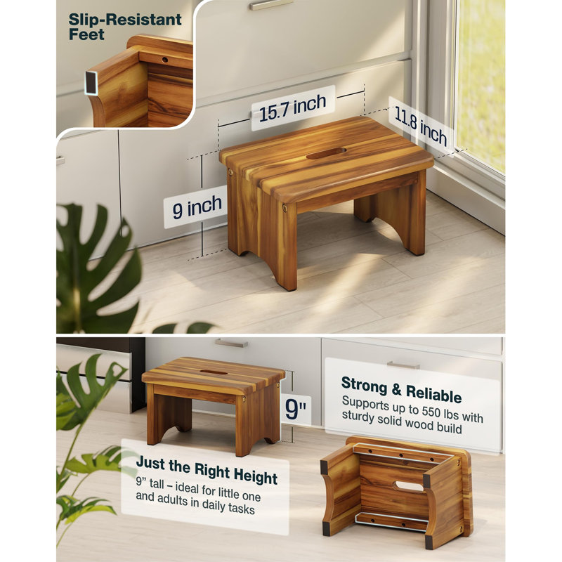 Marche en bois 9 po, Acacia chaud