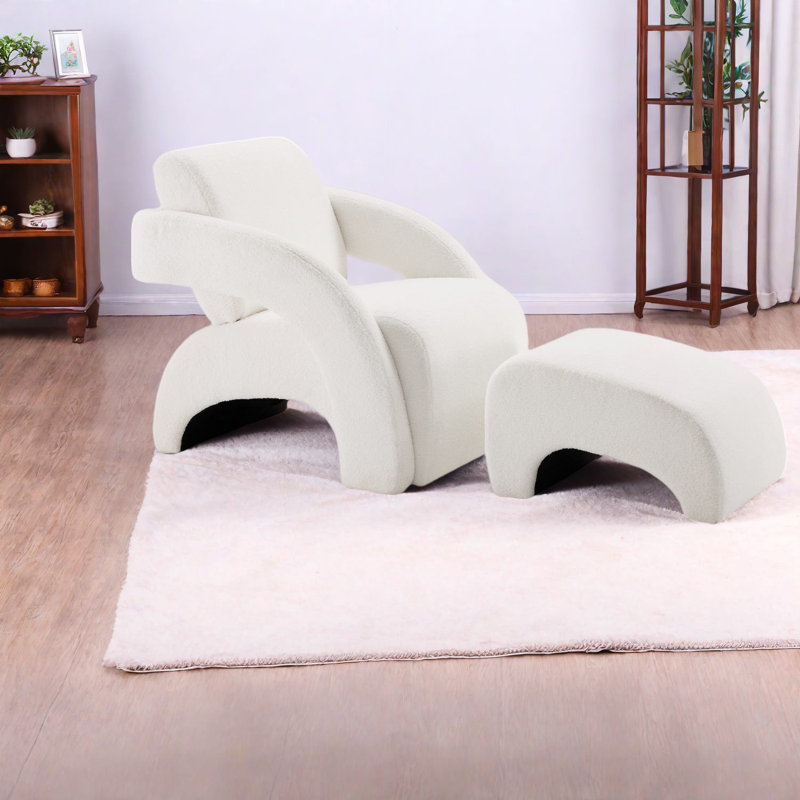 Cozy Accent Chairs With Plush Bouclé Fabric, Ergonomic Design For Home