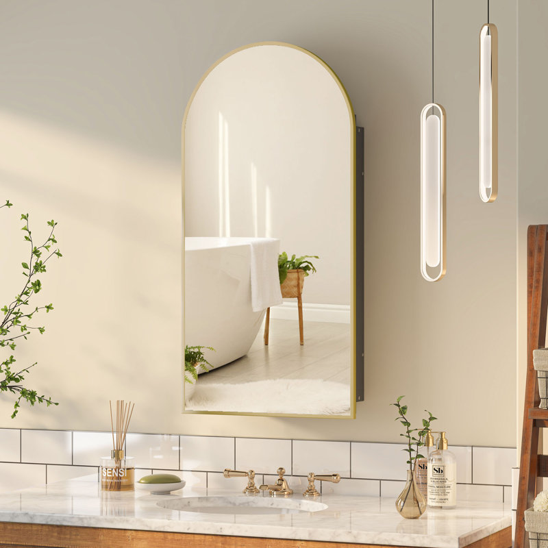 Miroir Poulton, H 31,5 po x l 15,7 po x P 4,5 po, Or clair brossé