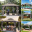 Sunjoy Roberts Pavillon de jardin d'extérieur en acier à toit souple 11 x 13 pi à 2 niveaux avec toit en toile, filet et rideaux-53617786-53617788
