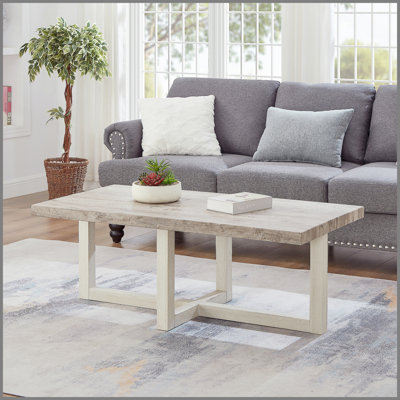 Table basse Luno, gris vieilli et beige