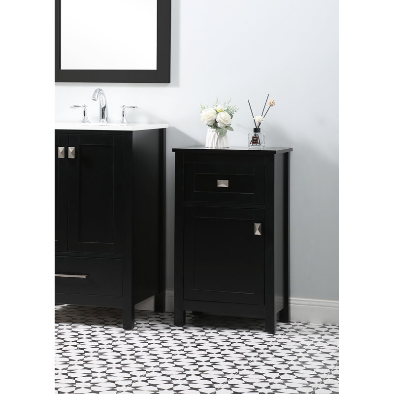 Rangement pour salle de bain Destinique, Noir / Nickel brossé
