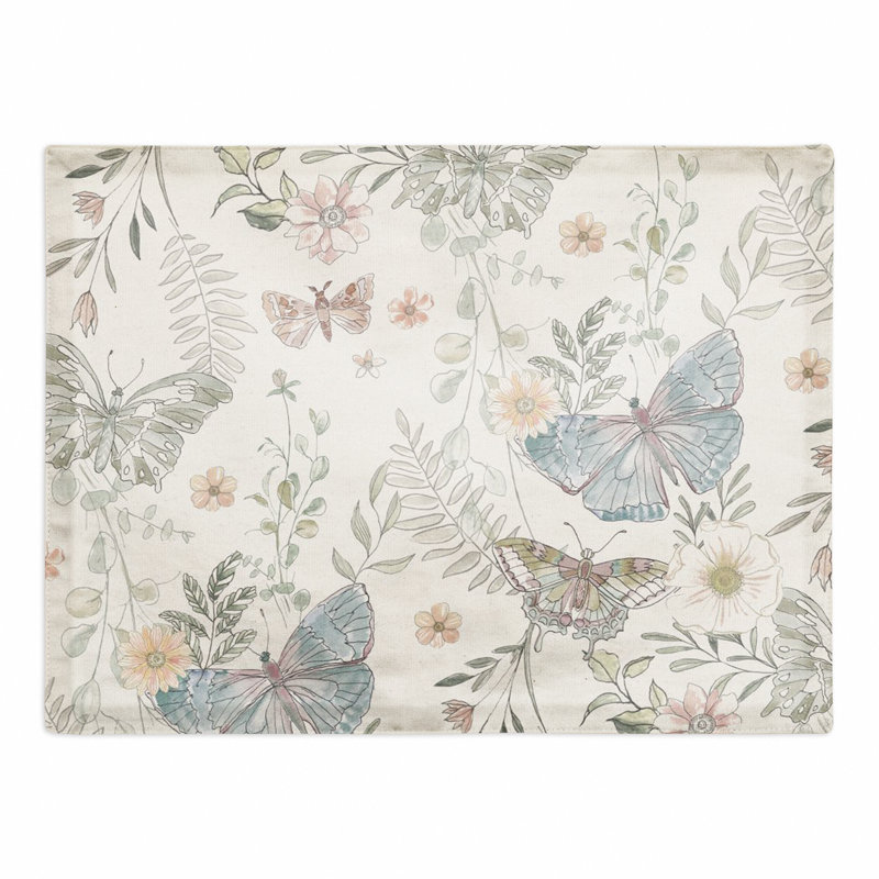 Papillons sur un napperon d'extérieur, Crème, Butterfly