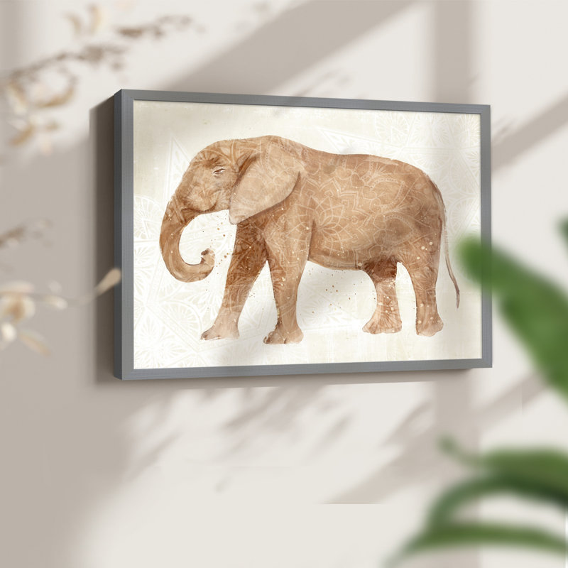 Elephant Wisdom I -Framed Print - Restickable, 22" H x 28" W, Gray