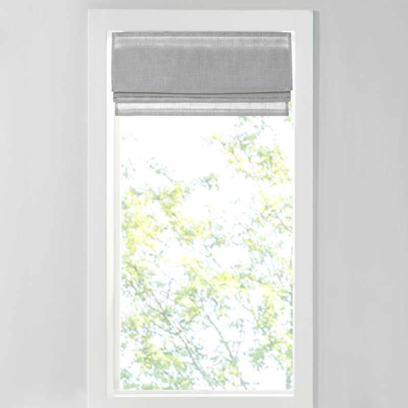 Store romain simple filtrant la lumière en mélange de lin Kyler, Gris, 29"W x 64"L
