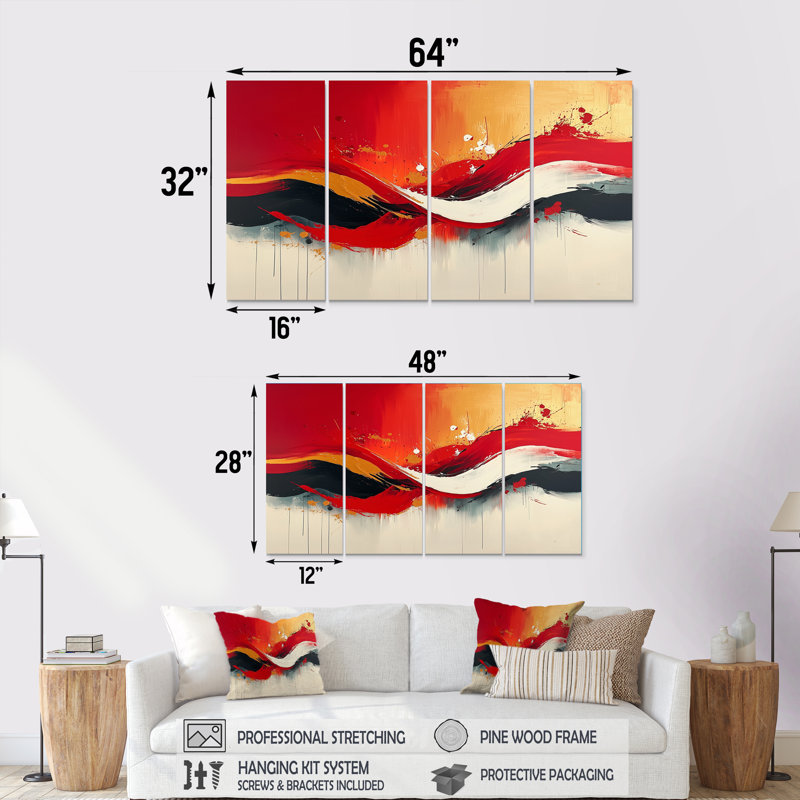 Chaos Harmony of Wild Volcano Lava I - Fauvisme, décoration murale - art mural moderne, H 28 po x l 48 po, 4