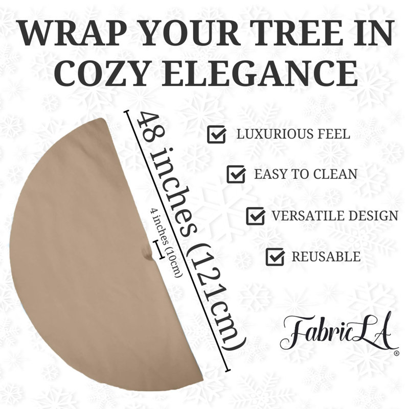 Jupe d'arbre en fausse fourrure avec bords arrondis Fabricla, L 48 po x L 48 po, Beige