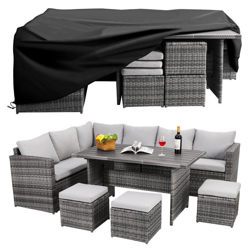 7 meubles de patio extérieur 7 pièces, Gray Cushion/Gray Frame