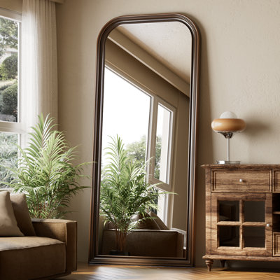 Oversized Vintage Full Length Mirror 32"X71" Arched Standing Floor Mirror Wall Mirror With PU Frame