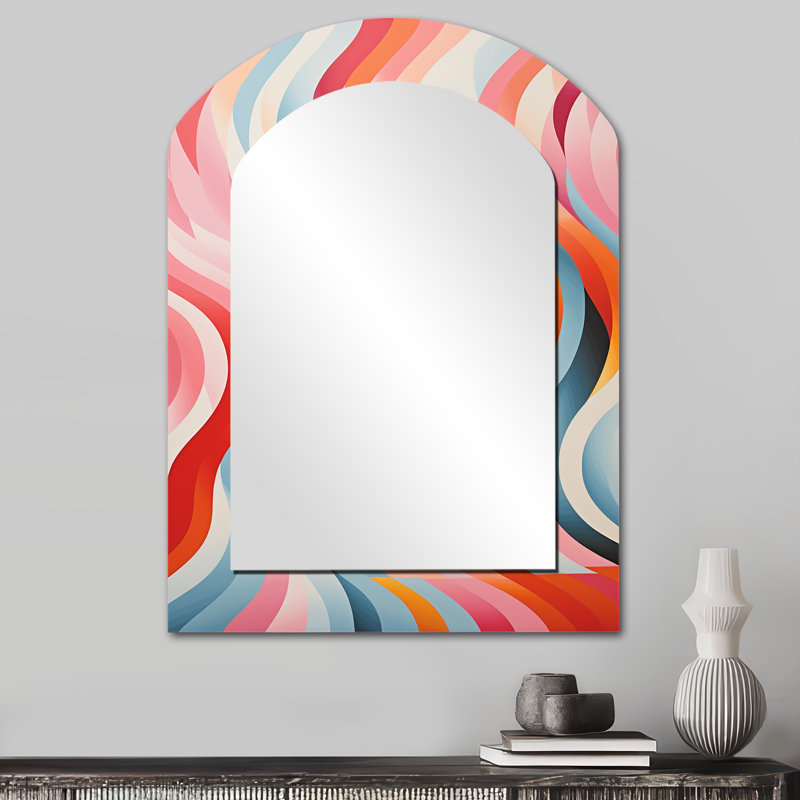 Miroir mural arqué coloré Op Art, surréalisme I, 34 po x 25 po