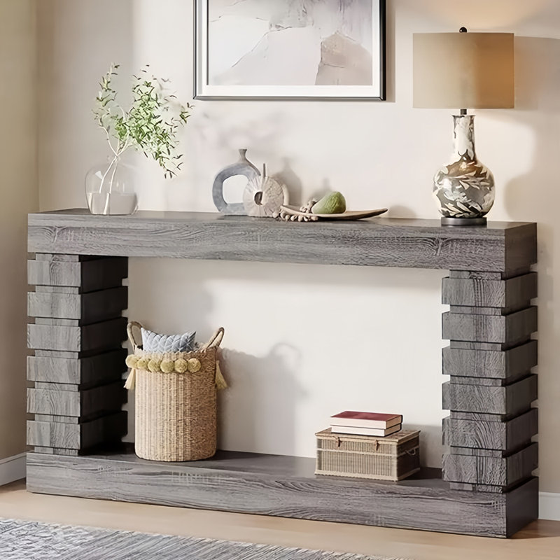 Console de style industriel moderne, 35.4" H x 63" L x 11.8" W