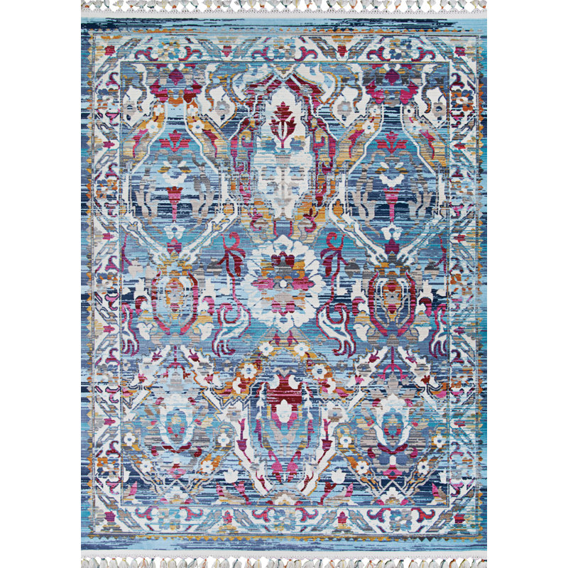 Tapis bleu Marlana Nafar Topaz, Rectangle 5 pi 3 po x 7 pi 10 po