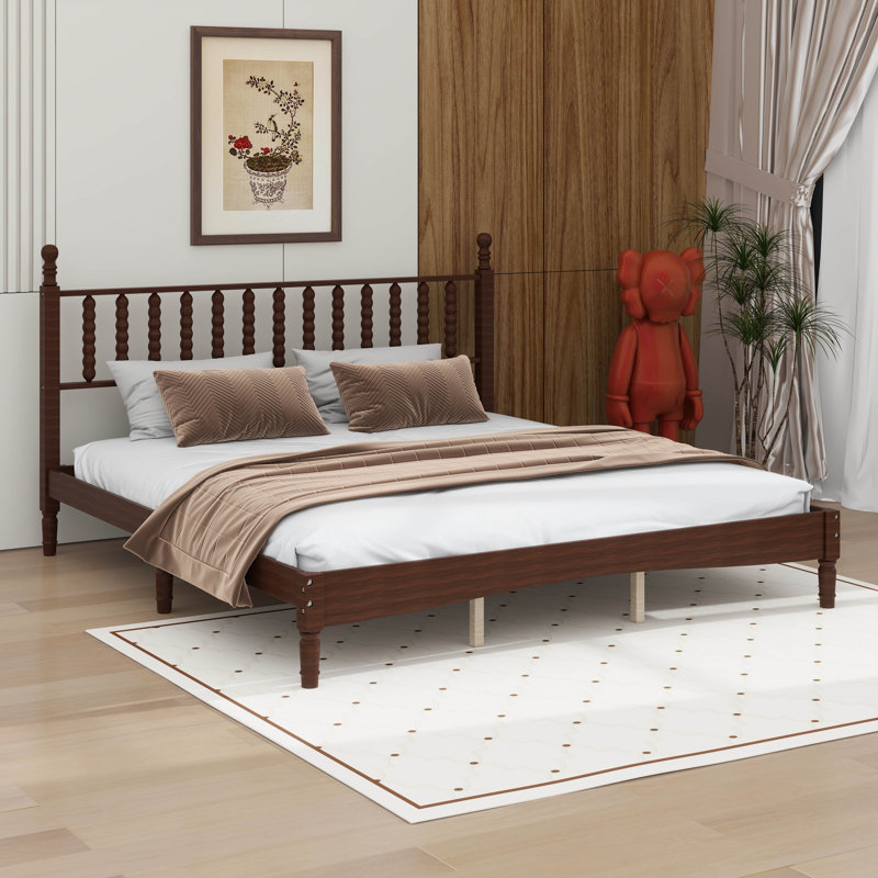 Base de lit en bois avec tête de lit en forme de gourde, Très grand