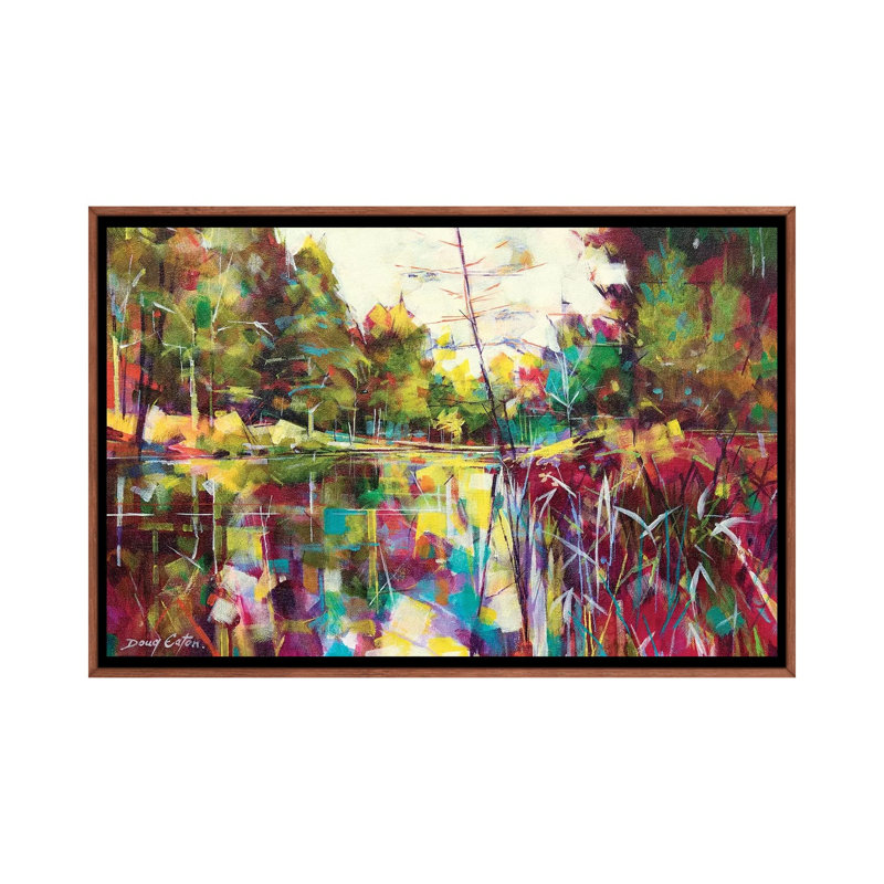 Soudley Ponds by Doug Eaton - Painting on Canvas, Classic Brown Wood Framed, 66.04 cm H x 45.72 cm W