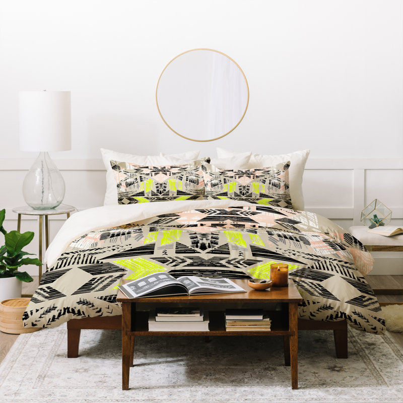 Rustic Polyester Geometric Shapes Duvet Cover, Twin/Twin XL Duvet Cover + 1 Standard Sham