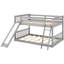 Lit double superposé au-dessus, gris - avec lit coulissant rétractable extensible et pliable