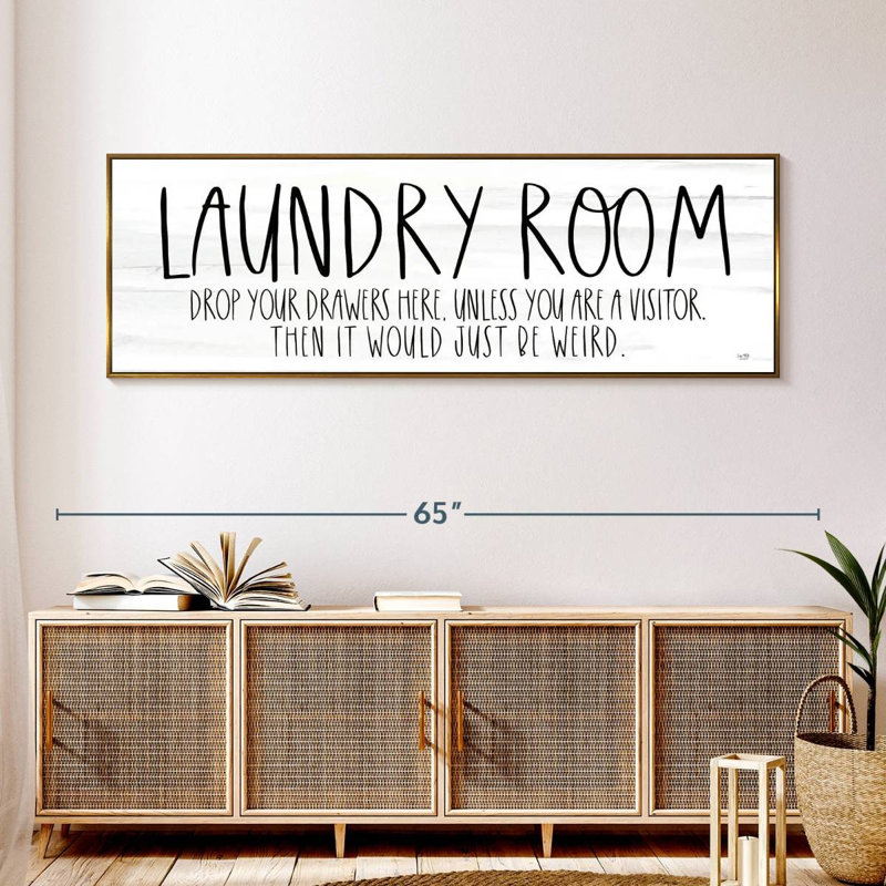 Laundry Room Humor, Floating Frame Gold, 57" X 19"