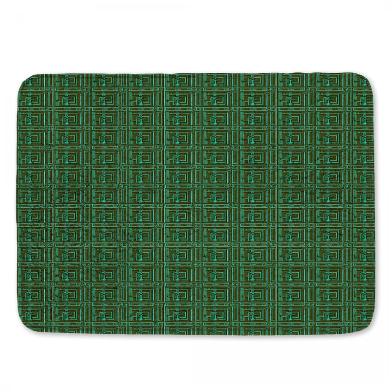 Tapis de bain à motif géométrique vert, L 34 po x L 21 po