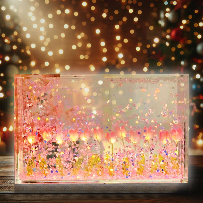 Bricolage Quicksand veilleuse beau paquet de pétales fluides en acrylique transparent cadeau de Tanabata de Noël