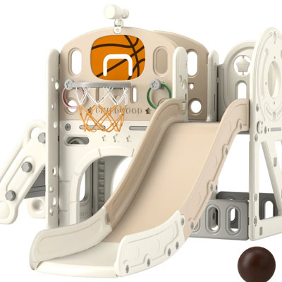 Glissade sécuritaire et interactive: conception 7 en 1 avec télescope, cerceau, anneau de lancer, grimpeur, tunnel, boîte de rangement, développe des compétences sociales pour les enfants de 6 ans: amusant