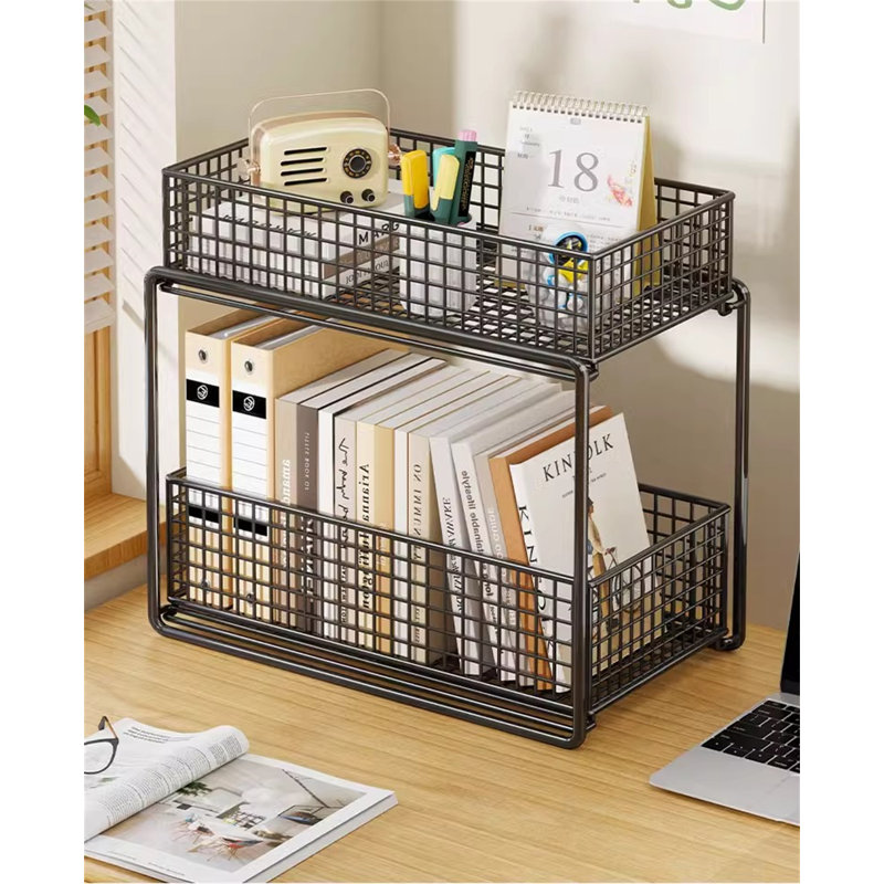 Rangement de bureau empilable en métal Marji, Noir