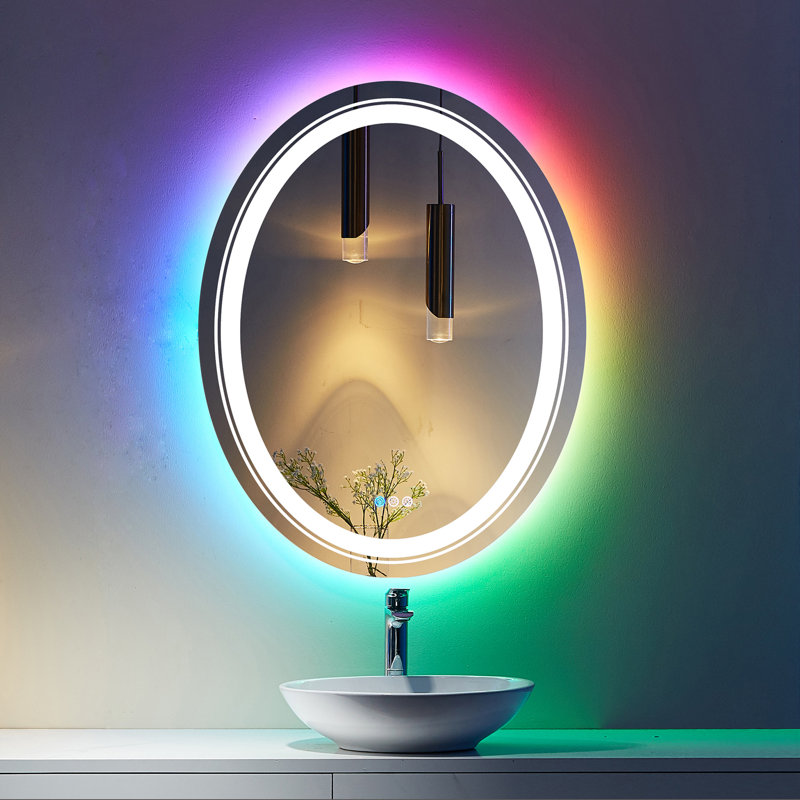 Aevar Super Bright Independent Controlled RGB Backlit & LED Frontlit Anti-Fog Tempered Glass Bathroom/Vanity Mirror with ETL & 3-Year Warranty
