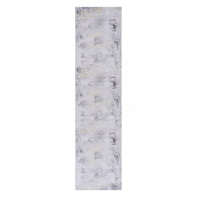 Gold Washable Rug 2'6'' X 10' Runner Rug (Gray+Gold, 2'6'' X 10')