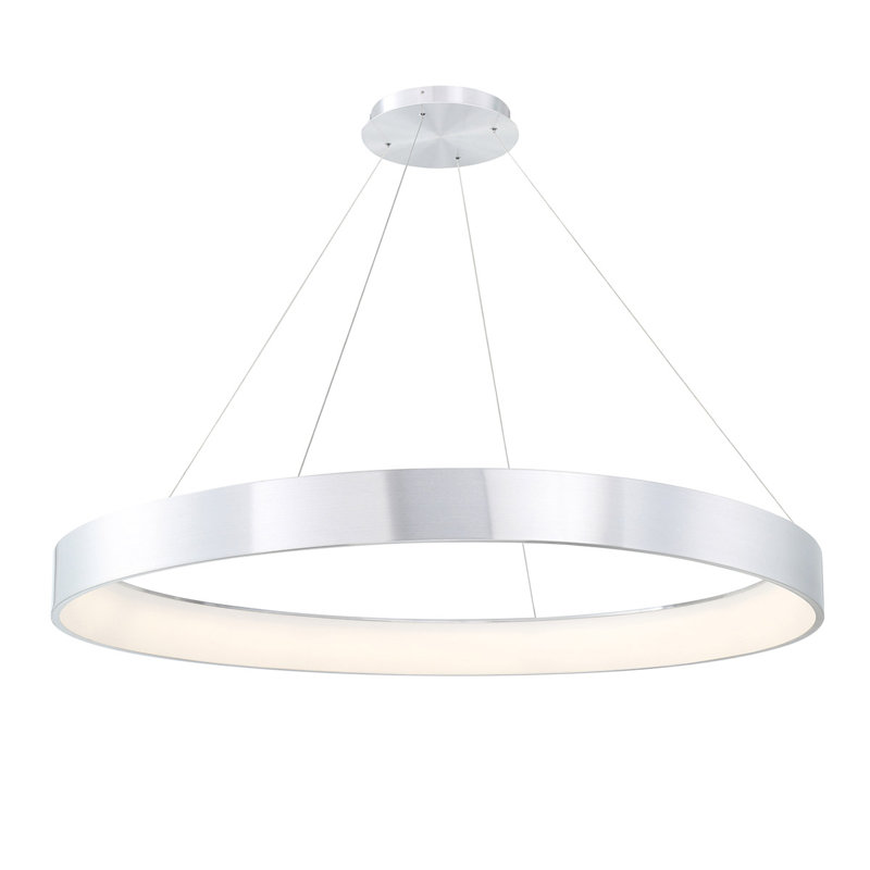 Luminaire suspendu tambour 52,5 po à 1 lumière Lechner, Aluminium brossé