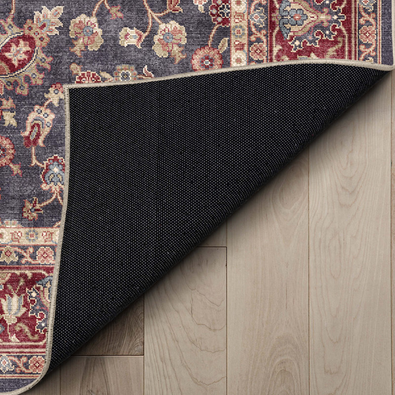 Tapis bleu marine et rouge Dyrk Rome, Rectangle 6 pi x 9 pi