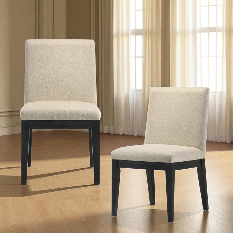 Ensemble de 2 chaises de salle à manger rembourrées en tissu de 19 po de largeur avec siège rembourré pour la cuisine et la salle à manger