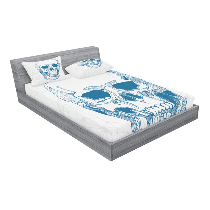 Ensemble de draps Skull with Science Elements, Ensemble de draps pour lit double avec un drap-hou