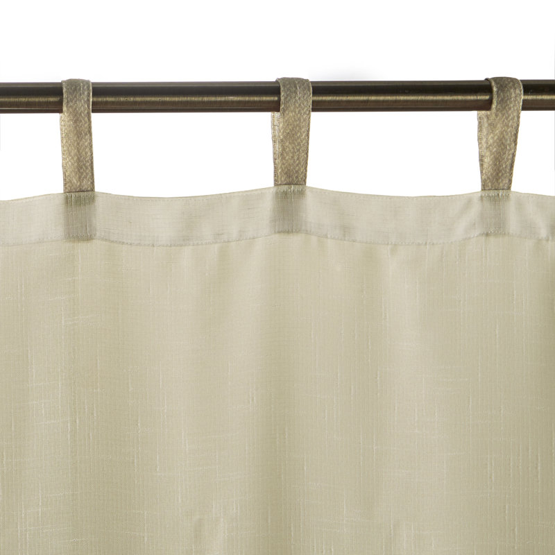 Natural Sheer Polyester Tab Top Ground Length Curtain Panel