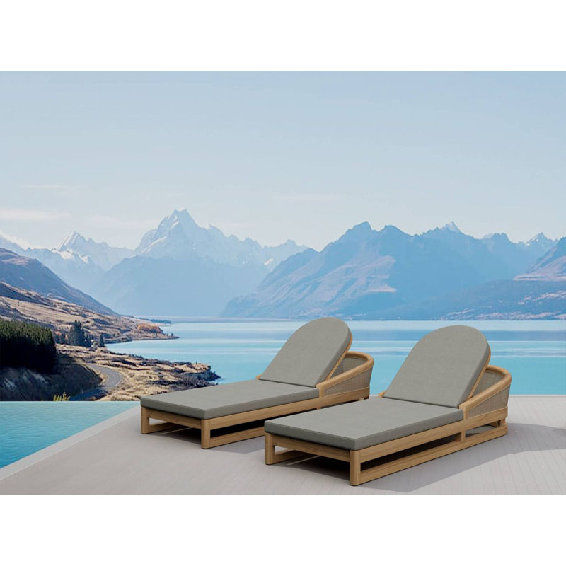 Catania Outdoor Chaise Lounge, Canvas Natural