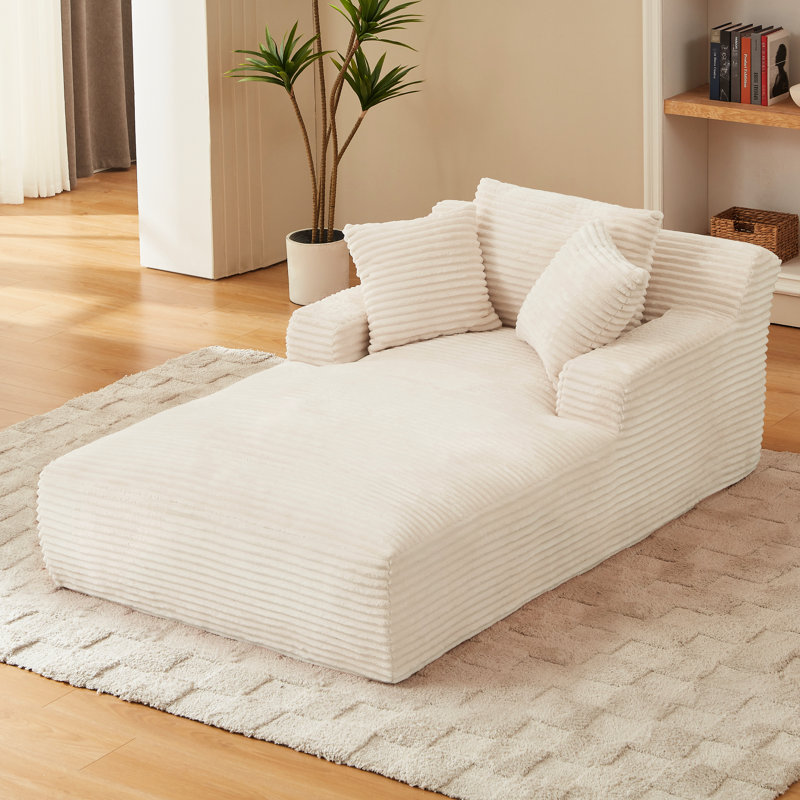 Fauteuil surdimensionné en velours côtelé Corduroy, à utilisation instantanée, design élégant, idéal pour la lecture dans le salon, canapé large blanc de 80,24 po, 1 chaise ergonomique, bureau et chambre, hauteur 28,74 po