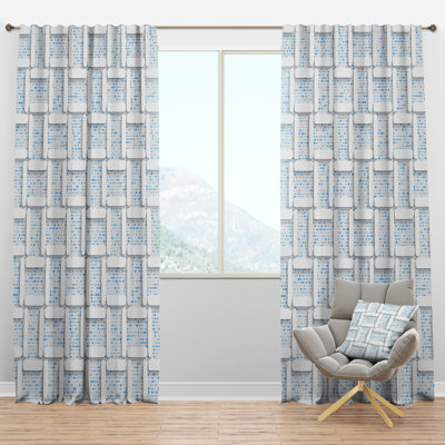 Panneau de rideau simple semi-diaphane avec passe-tringle Mid-Century