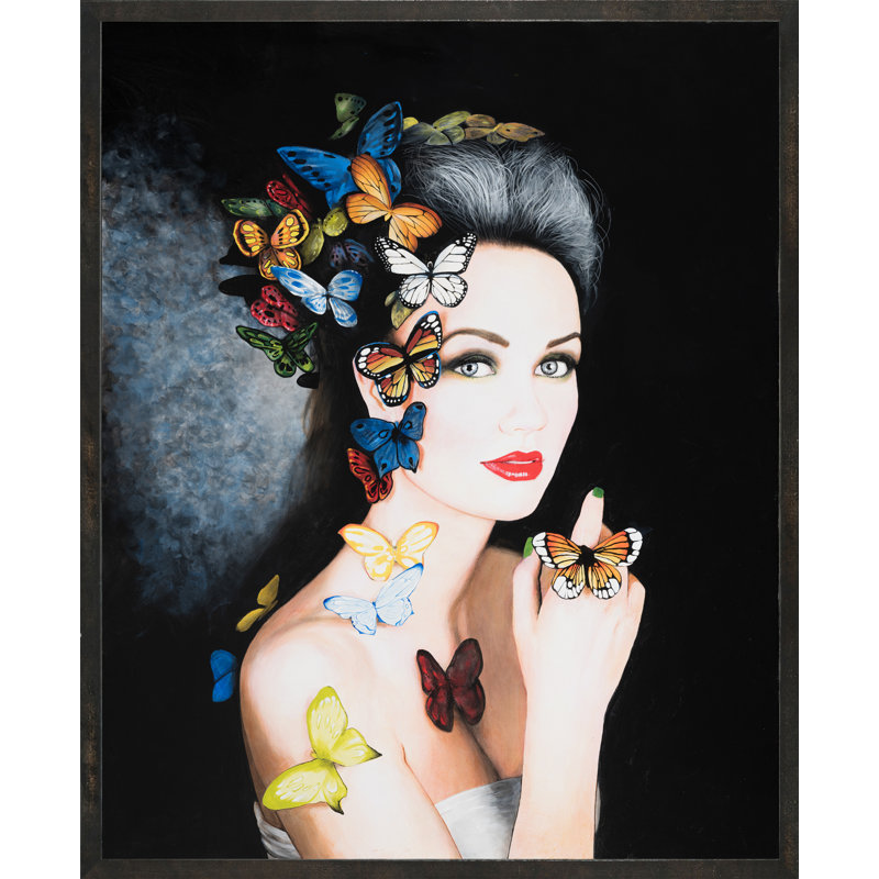 Madame Butterfly 2 by Jeff Schaub - Floater Frame Painting on Canvas