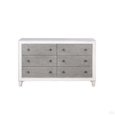 Commode rustique gris et blanc vieilli