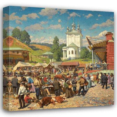 "Market Day in Plyos" by  Alexander Vladimirovich Makovsky - Gallery Wrap Canvas Wall Art