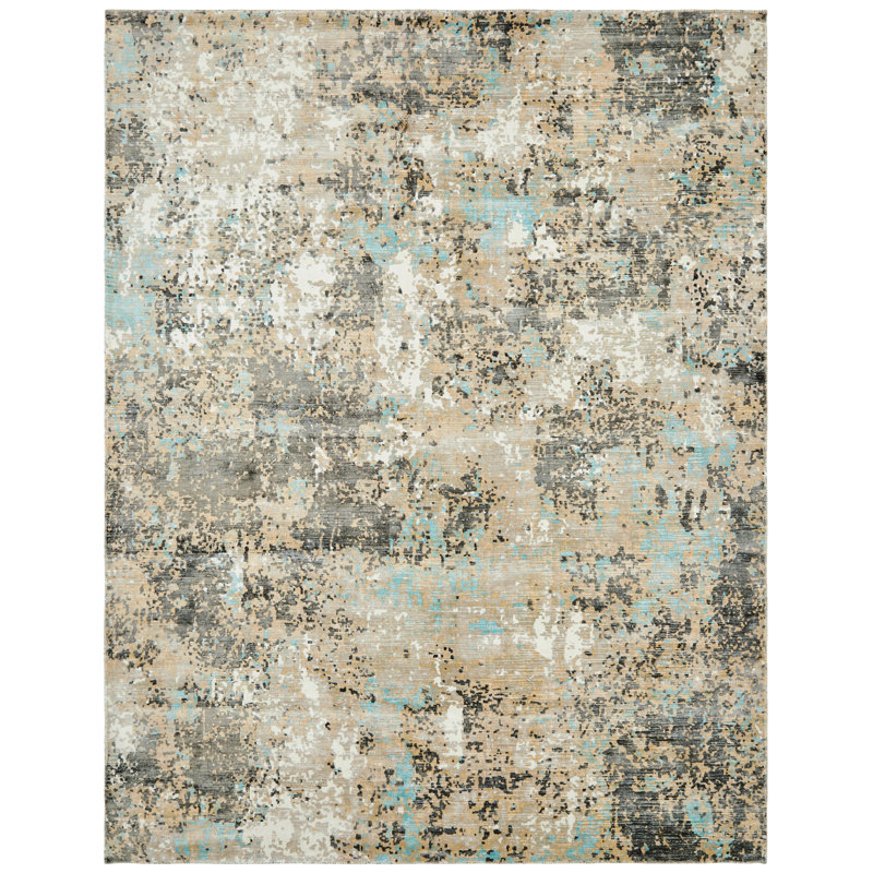 Abstract Area Rug in Beige, Rectangle 9'6" x 13'