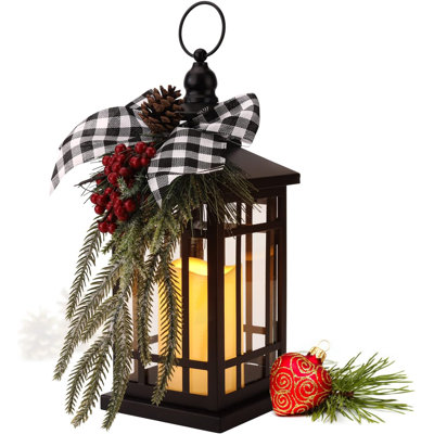 Lanternes de Noël, lanterne décorative de Noël, boule à neige, décorations de Noël, bougies clignotantes d'intérieur et d'extérieur, décoration de cheminée, lanterne suspendue