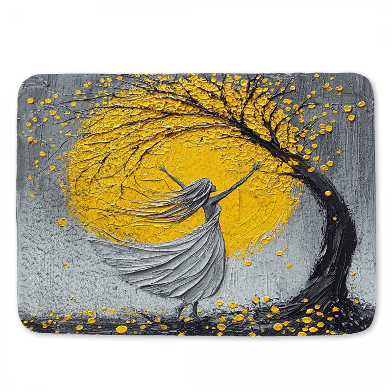 Tapis de bain dansant à motif abstrait dansant Art déco, L 24 po x l 17 po