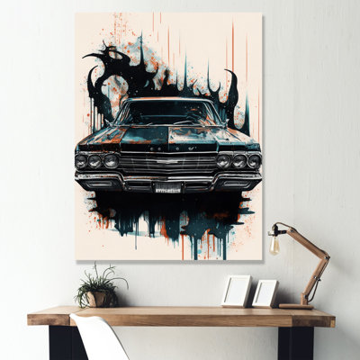 «Black and Cream Expressions of Classic Cars», art mural rétro sur toile